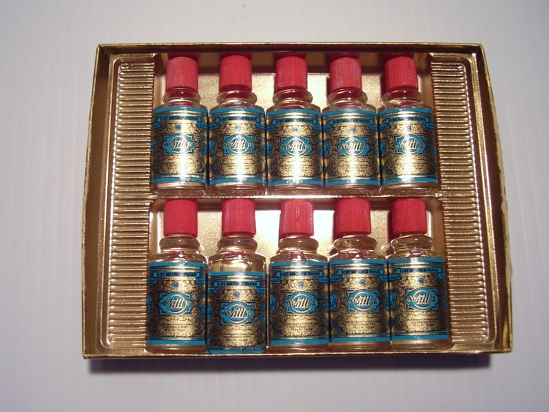 Cologne, Complete Vintage set of 10 Mini Unopened bottles of Vintage Cologne, Echt Kolnisch Wasser 4711 image 1