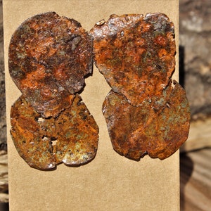 Lake Superior Beach Metal Earrings Layered Studs Recycled EARTHY BOHO HIPPY 1.75&quot; Drop