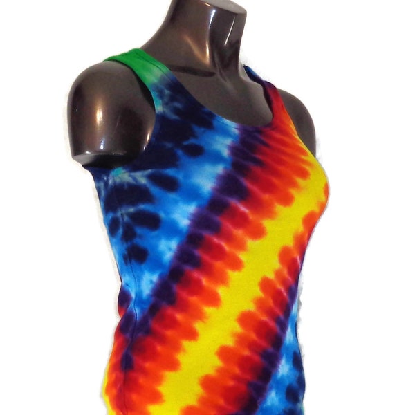 Tie Dye Tank Top M Ladies Bright Colorful Psychedelic Women's Top Size Medium 100% Cotton Hi Performance Trippy Awesome Festival Gear