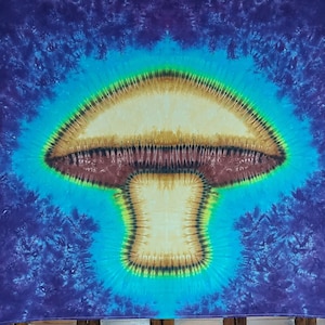 Tie Dye Mushroom Tapestry Magnificent Magical Mycelium Psychedelic Wall Art Glowing Fungus Trippy Festival Flag *The Mushroom is an Alien!*