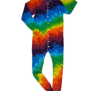 Tie Dye Onesie XL Adult Underwear Long Johns PJs Union Suit Size Extra Large Psychedelic Festival Gear Awesome Blossom Style