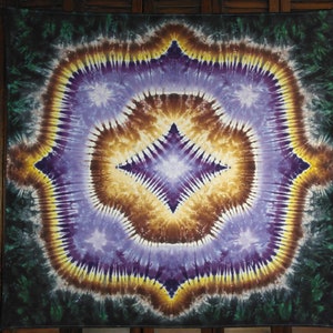 Tie Dye Tapestry Frame of Mind Series *Clairvoyance* Colorful Psychedelic Wall Art Size 58&quot; x 58&quot; Trippy Festival Flag Awesome Blossom Style