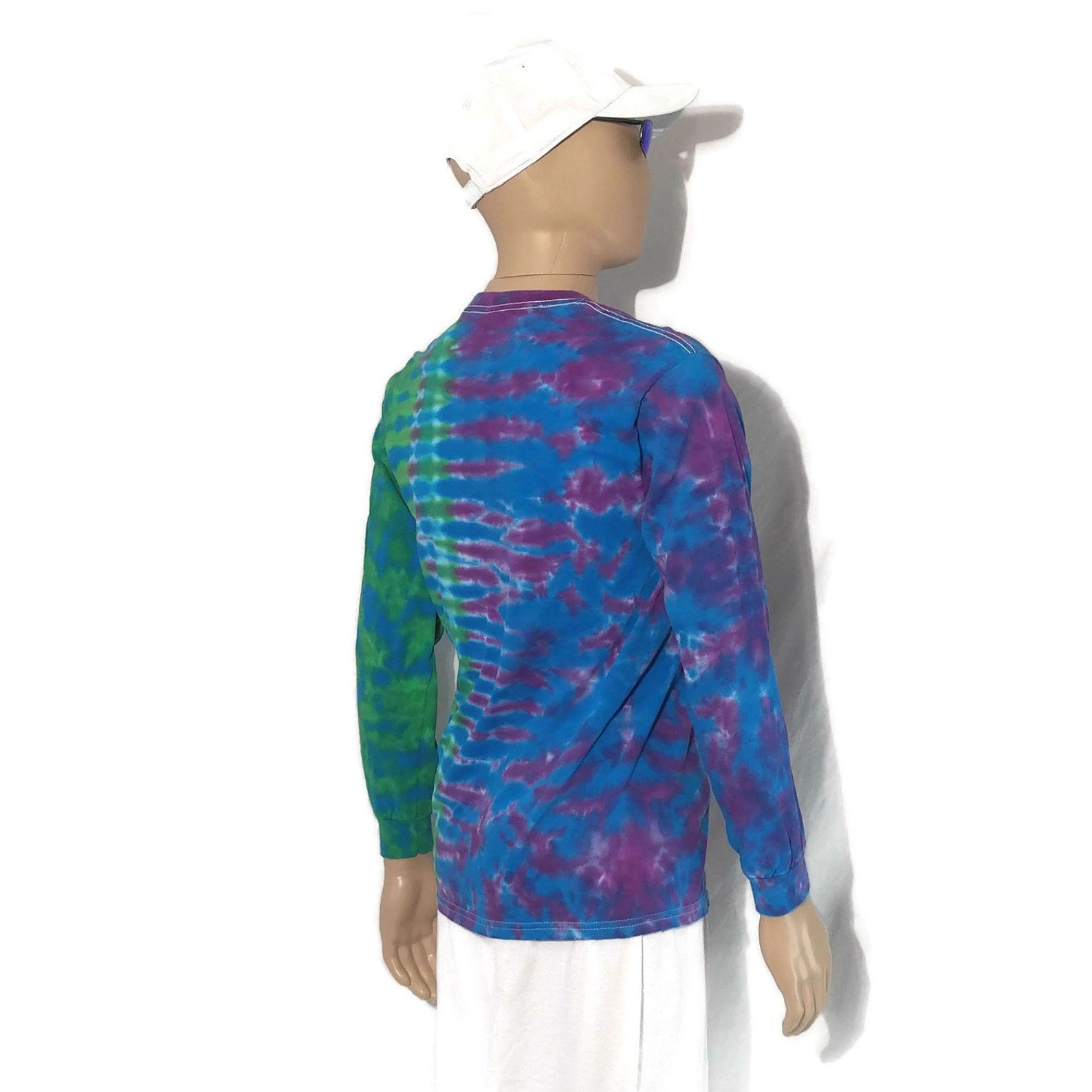 Long Sleeve Tie Dye Shirt Men's Medium Green and Blue Etsy