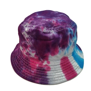 Adult Tie Dye Bucket Hat 100% Cotton Psychedelic Head Gear Trippy Festival Lid Awesome Blossom Style