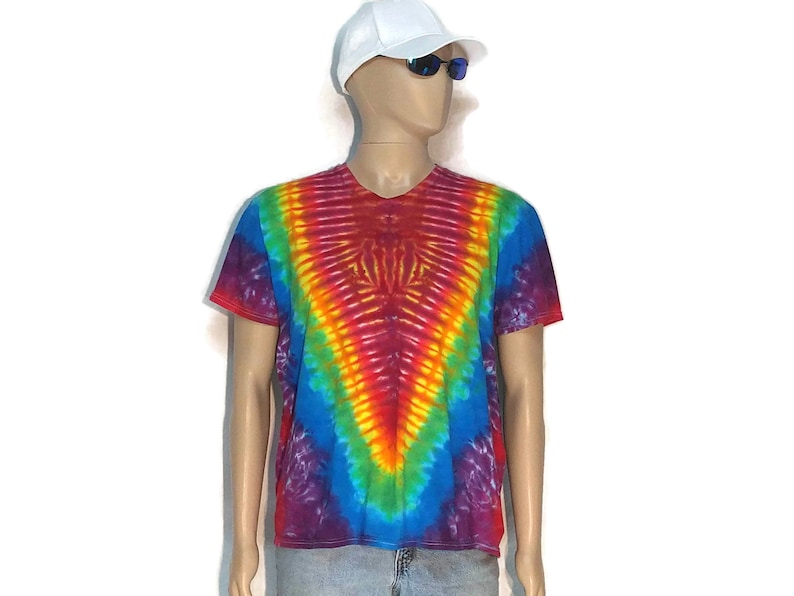 Tie Dye XL Hanes T-shirt Psychedelic Bright Rainbow V | Etsy