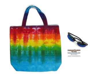 Tie Dye Tote Bag 100% Cotton Rainbow Book / Beach Bag Strong Carry All Trippy Shopping Bag Hippie Festival Gear Awesome Blossom Style