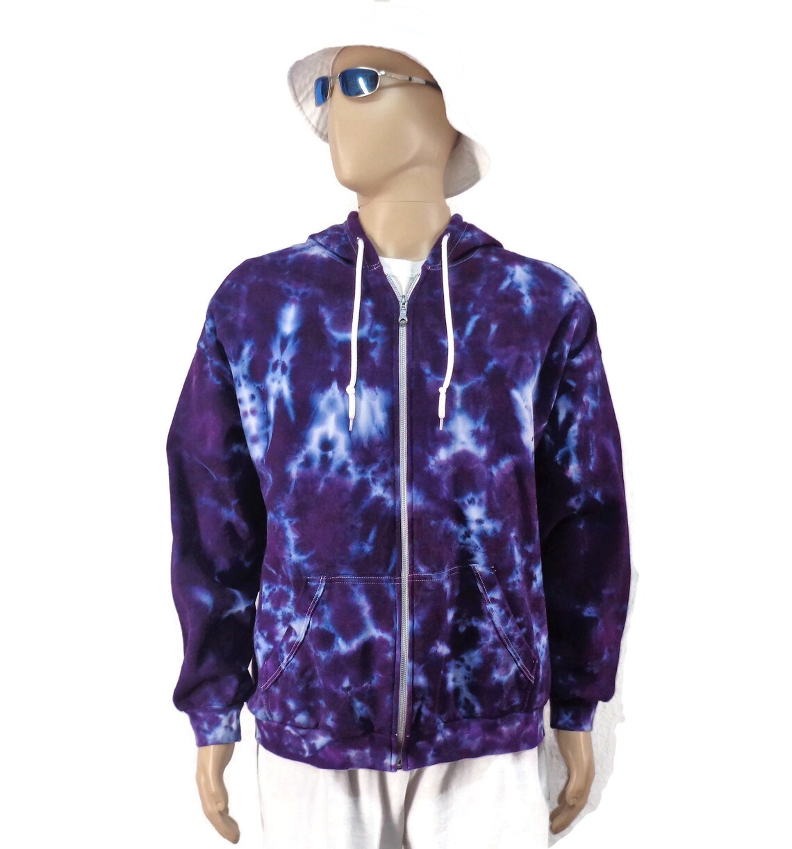 Tie Dye Zip up Hoodie XL Unisex Sweatcoat Deep Purple Marble Etsy