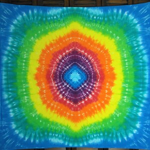 Tie Dye Tapestry Rainbow Glow Psychedelic Wall Art Size 58&quot; x 58&quot; Trippy Festival Flag Rainbow Energy Awesome Blossom Style