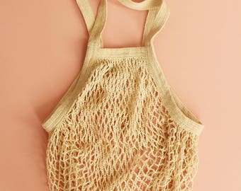 Long Handled Organic Cotton French String Bag