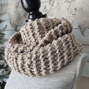Hand Knit Chunky Infinity Scarf Camel Color Soft Boucle Loose Knitted ...