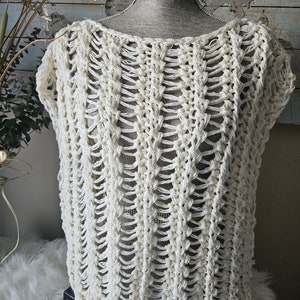 Hand Knitted Cotton Vest Top: Off White Layering Top