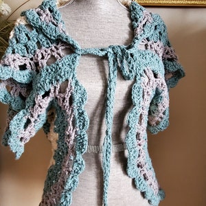 Teal gray beige crocheted Shrug, Women Knit Shrug, Shoulder Warmer Shawl, Summer Dress Bolero, Bolero Jacket Loose knitted Shrug