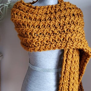 Hand Knit Scarf: Burnt Orange Wool Blend, Long Wrap