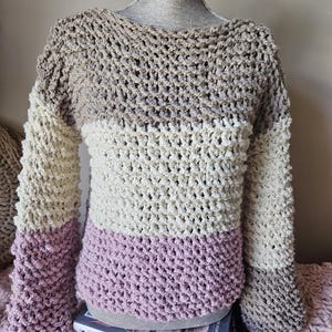 Hand Knitted Acrylic Sweater: Mixed Color Cozy Design