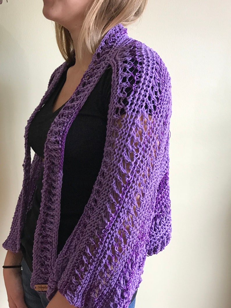 Purple Hand Knit Shrug Women Knit Shrug Amethyst Shoulder Etsy