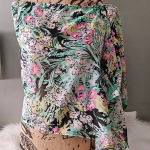 Floral Sheer Poncho Top: Aqua Green Summer Cover-Up