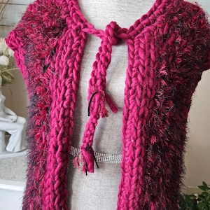 Hand knitted Burgundy Vest wool Microfiber Cowl  one of a kind gift winter accessories unique shoulder warmer