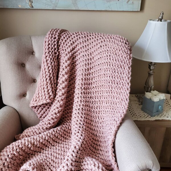 Hand Knit Blanket Etsy