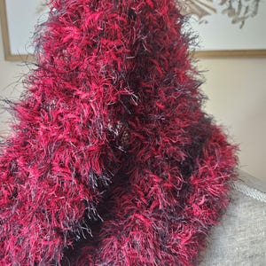 Hand Knit Cowl: Red Maroon Microfiber Neck Warmer
