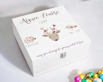 Personalized White Printed Memory Box – Christening Gift, Keepsake Box