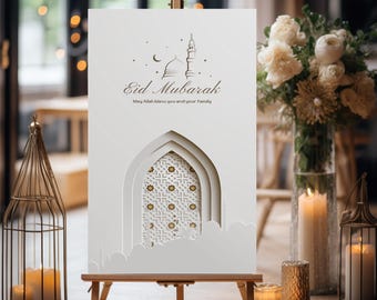 Eid Mubarak Sign | Ramadan Mubarak Poster | Muslim Tradition Signs