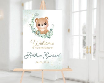 Personalised Foamboard Christening / Baby Shower Sign | Bear | Celebration | A3 | A2