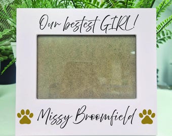 Personalized Pet Photo Frame Pink, Blue, White - any wording