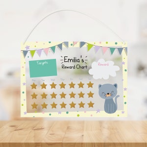 Wipeable Perspex Reward and Behaviour Chart - Cat - Lots of Designs Available!