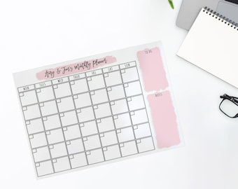 Reuseable Wipeable Perspex Monthly Planner - Noticeboard - Dinner Menu - Family Planner - Wall Organiser