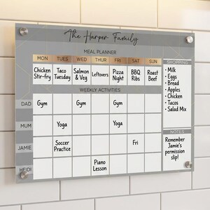 Wipeable Perspex Family Meal Planner: Reusable Activity Organizer image 4