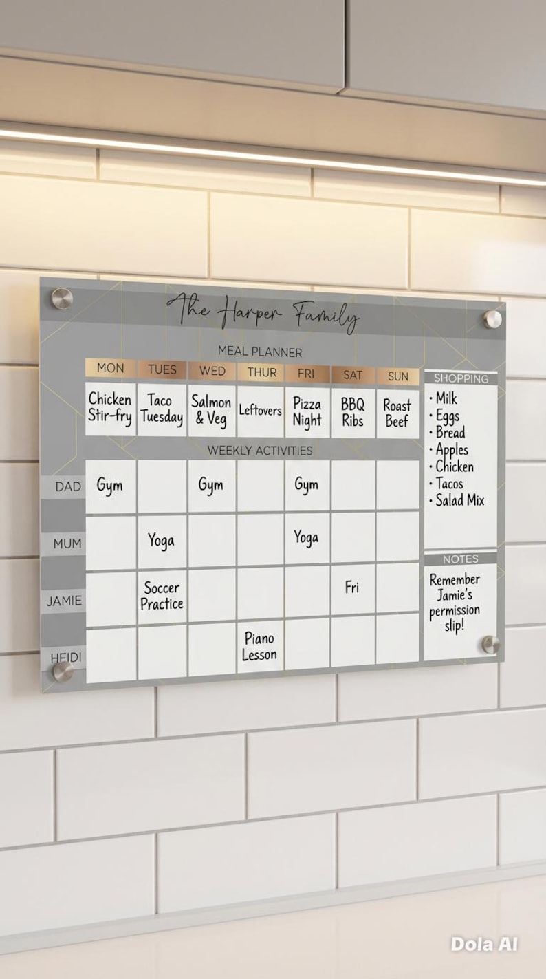 Wipeable Perspex Family Meal Planner: Reusable Activity Organizer image 4