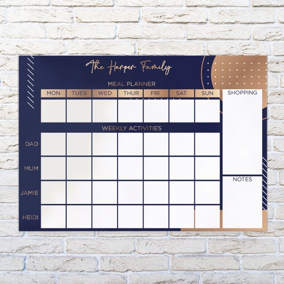 Personalized Family Meal Planner: Wipeable Perspex Activity Board