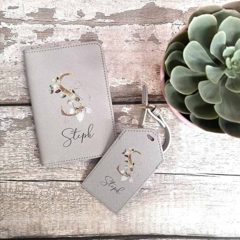 Personalised Gold Monogram Passport Wallet and Luggage Tag Set Etsy