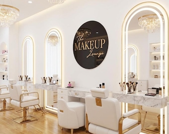 Custom Two Colour Circular Acrylic Business Logo Sign, Beauty Parlour Signage Aesthetics Sign
