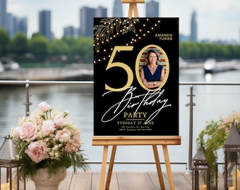 Personalised Birthday Photo Board | Any Age Celebration Sign (Printed Poster)