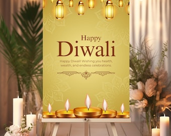 Happy Diwali Poster: Festive Hindu Celebration Decor (A3, A2 Foamboard)