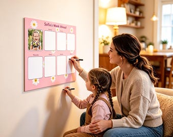 Wipeable Perspex Childs Homework Activity Planner: Reusable Activity Organizer with Photo