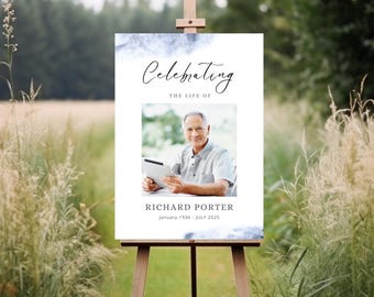 Personalized Funeral Memorial Sign: Elegant Celebration of Life Poster Funeral Memorial Wake