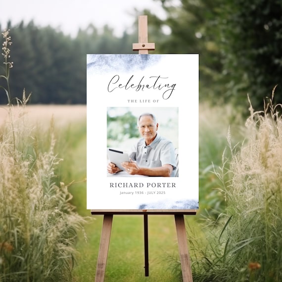 Personalized Funeral Memorial Sign: Elegant Celebration of Life Poster Funeral Memorial Wake