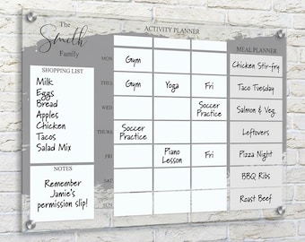 Personalized Family Planner: Wipeable Perspex Activity Noticeboard