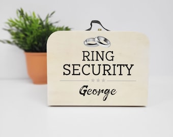 Personalized Wooden Ring Security Briefcase: Wedding Ring Bearer Box