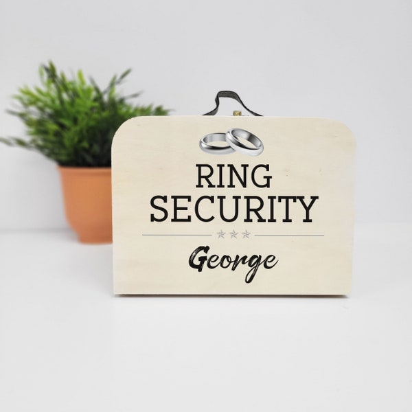 Personalised Wooden Wedding Ring Security Briefcase | Wedding Security Suitcase | Photo ID Lanyard | Ring bearer Box | ID Lanyard