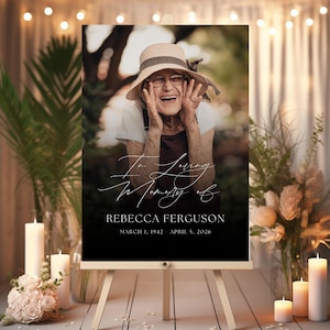 Personalized Funeral Memorial Sign: Elegant Celebration of Life Poster Funeral Memorial Wake Full Image