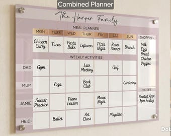 Wipeable Perspex Family Meal Planner: Reusable Activity Organizer