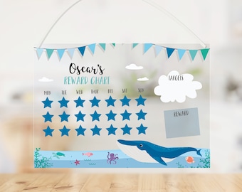 Reuseable Perspex Children's Reward and Behaviour Star Chart - Star Chart Autism Assistance Chart Reward Board Motivational Chart