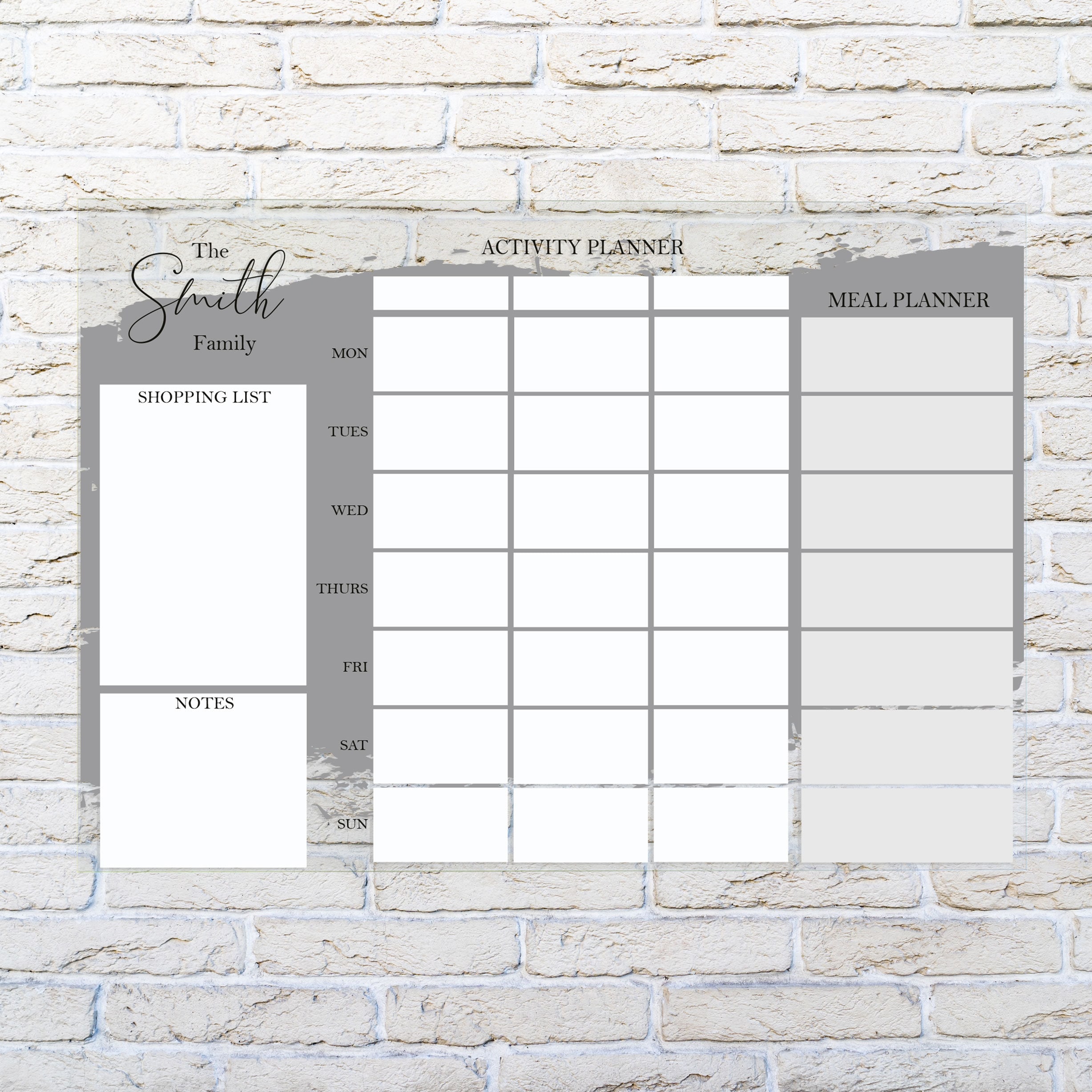 Large Family Weekly Planner Dry Wipe Whiteboard Wall Organiser