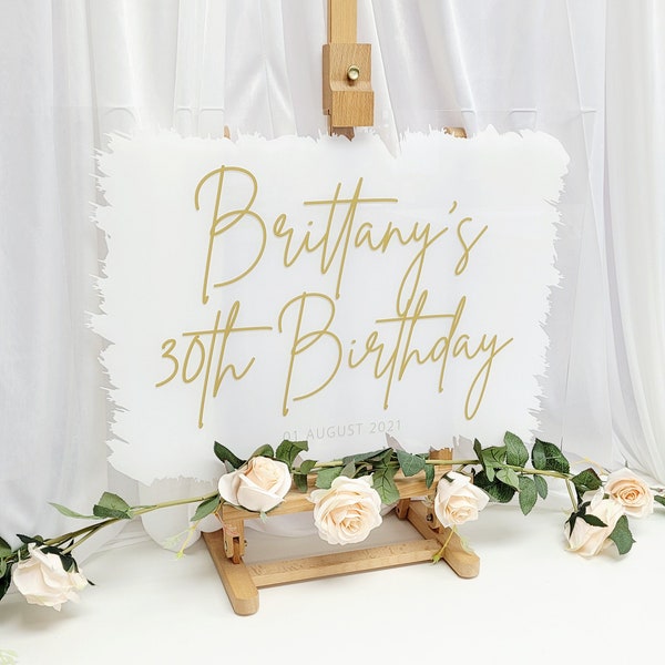 Gorgeous Layered Printed A3/A2 Clear Perspex Birthday Sign | Baby Shower Sign | Anniversary Sign | Welcome Sign | Party Sign