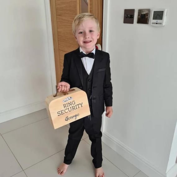 Personalized Wooden Ring Security Briefcase: Wedding Ring Bearer Box