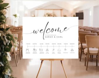 Wedding Welcome Sign, Order of the Day Timeline, A3 A2 Sizes