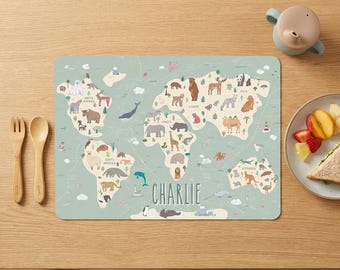 Personalized Placemats for Kids, Custom Name Table Mat, Dining Decor, Wipeable Acrylic Placemat, Birthday Gift for Girls and boys